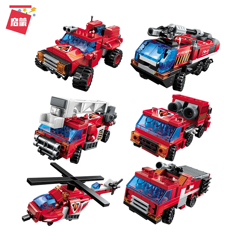Cartoon Fire Truck Transformation Robot Plane Car Fighter Deformation Model Child Building Blocks Bricks Toy Gifts | Игрушки и хобби