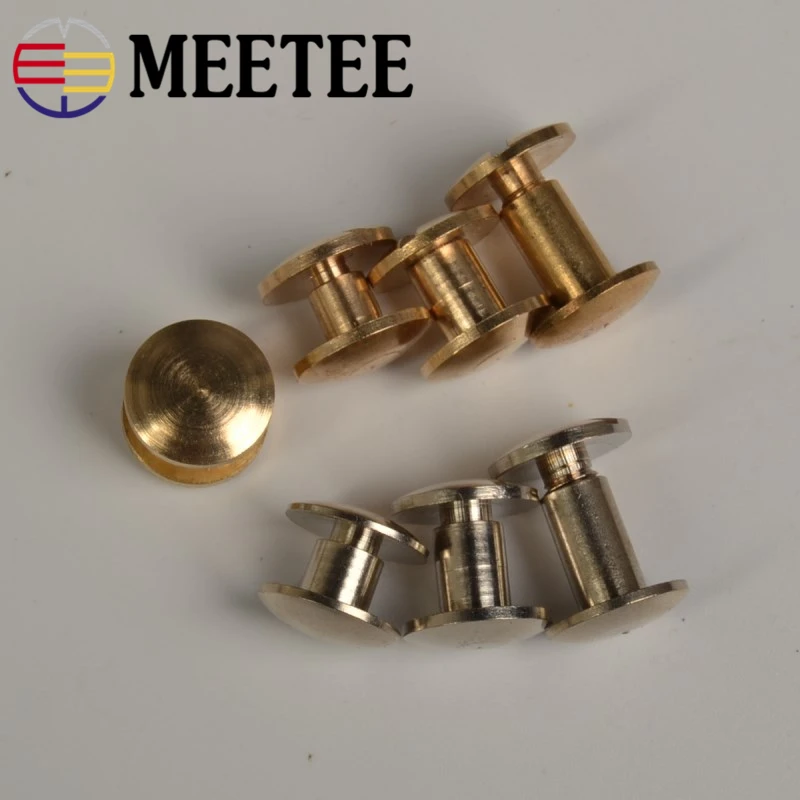 10 шт. Meetee ремень винты двойной винт Пряжка из чистой меди латунь серебро DIY