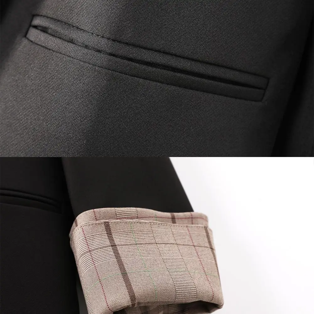 

New Arrival Women Ladies Winter Blazer Casual Female Double Breasted Solid Coat Tops High Quality Outerwear Black Gray Jacket