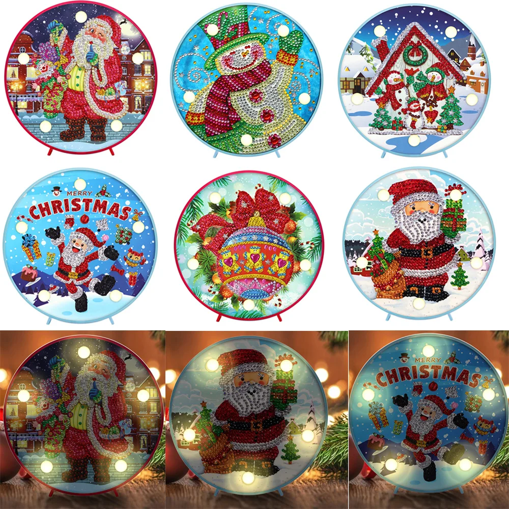 Рождественская DIY Специальная форма алмазная живопись Светодиодная лампа Dimaond
