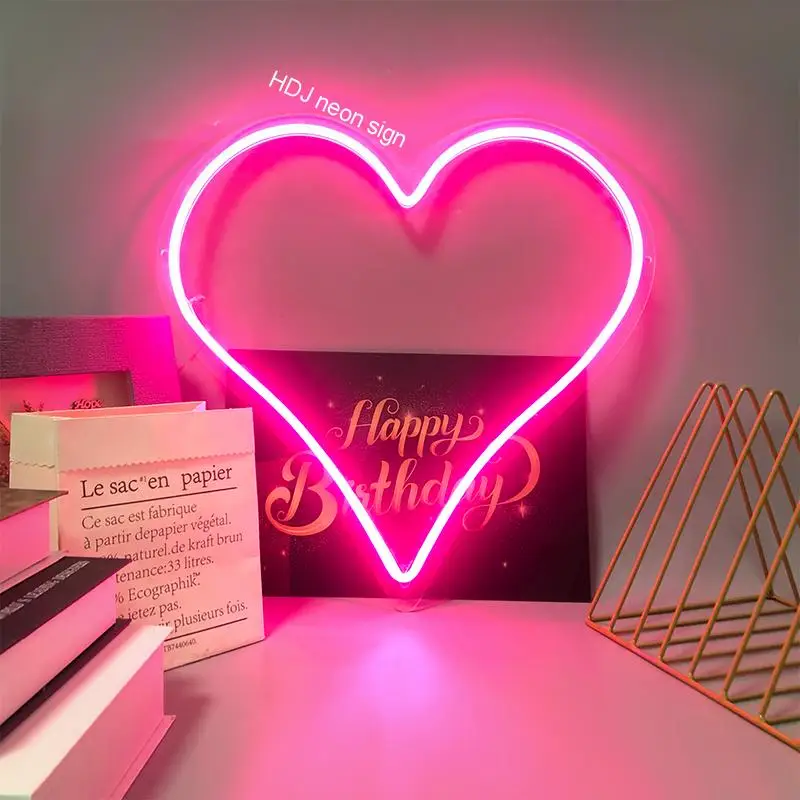 Неоновая светодиодная вывеска с логотипом Love Heart подходящая для магазина спальни