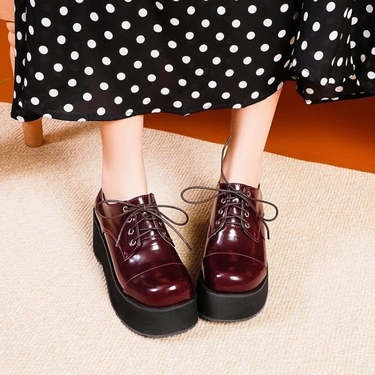 

Small Leather Shoes Women's Spring and Summer 2021 New Thick Bottom Inner Raised Patent Bright Face Single Female
