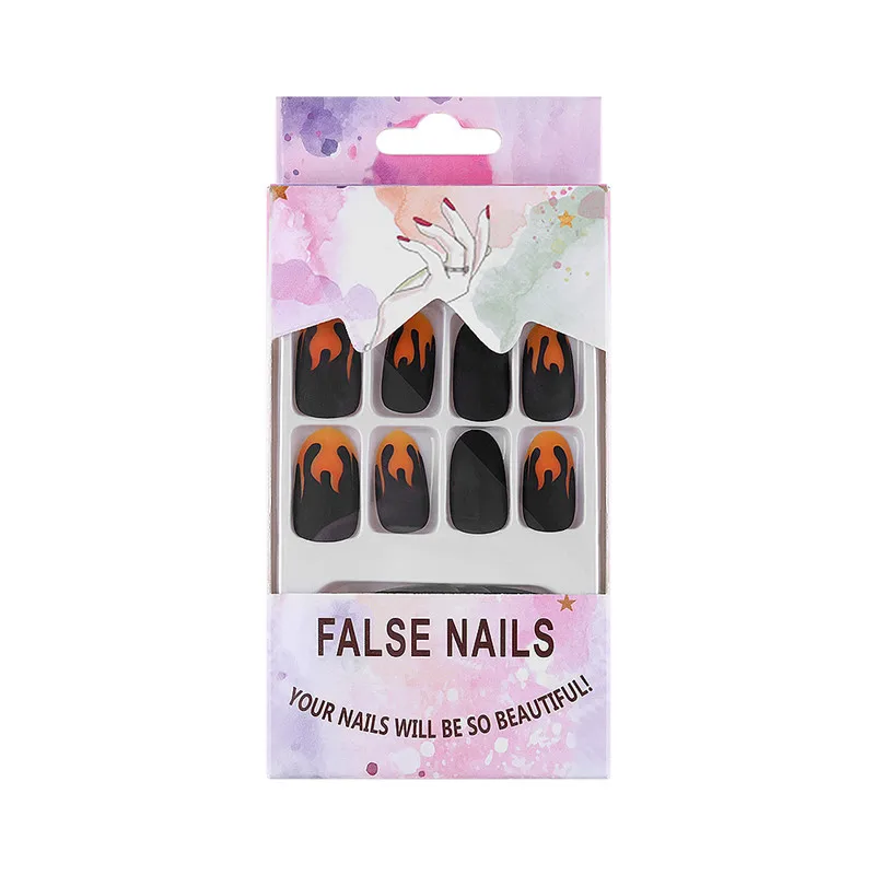 24 шт/лот огненный Дизайн полное покрытие матовые поддельные ногти ABS