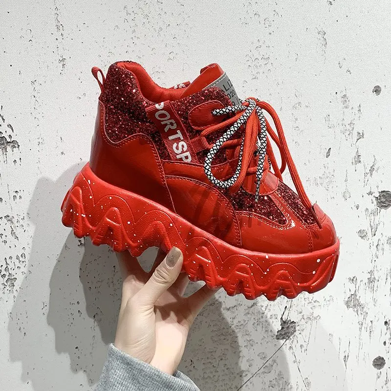 Женские спортивные кроссовки Сезон осень Обувь с блестками Женская повседневная