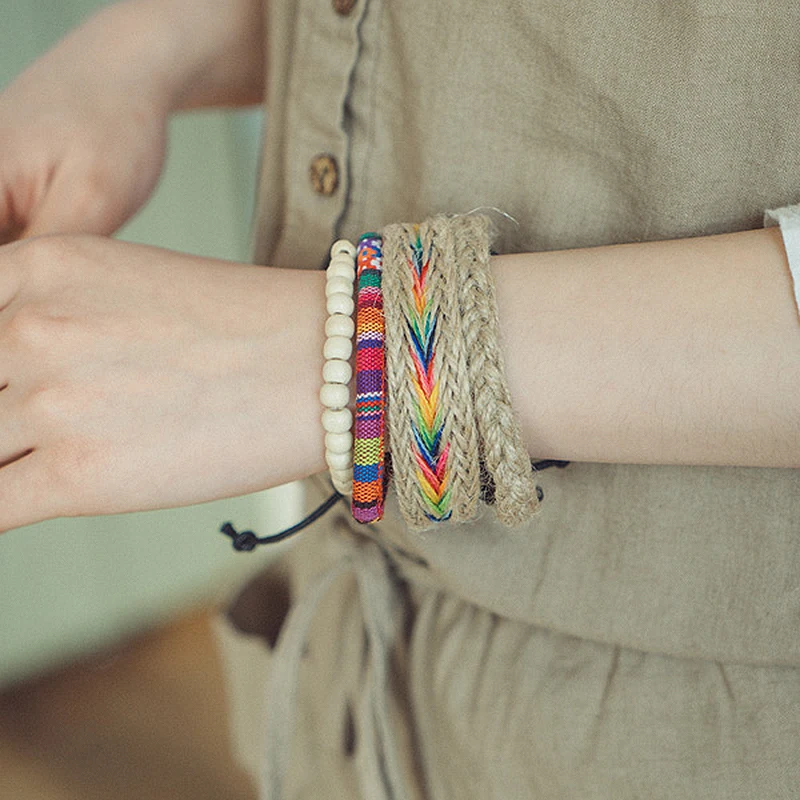 ИмэйСон Модные многослойные браслеты из канатов и гемпа разноцветные на запястье для мужчин, подарки на день рождения.