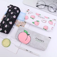 cute kawaii canvas pencil case peaches fruit pencil bags for girls gift school supplies korean stationery pencil cases