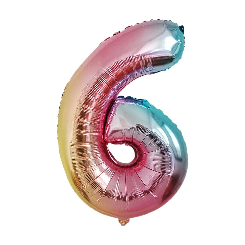 

40 "rainbow number foil balloon Balloon birthday party decoration for kids rose gold pink silver blue 0-9 number ball L4