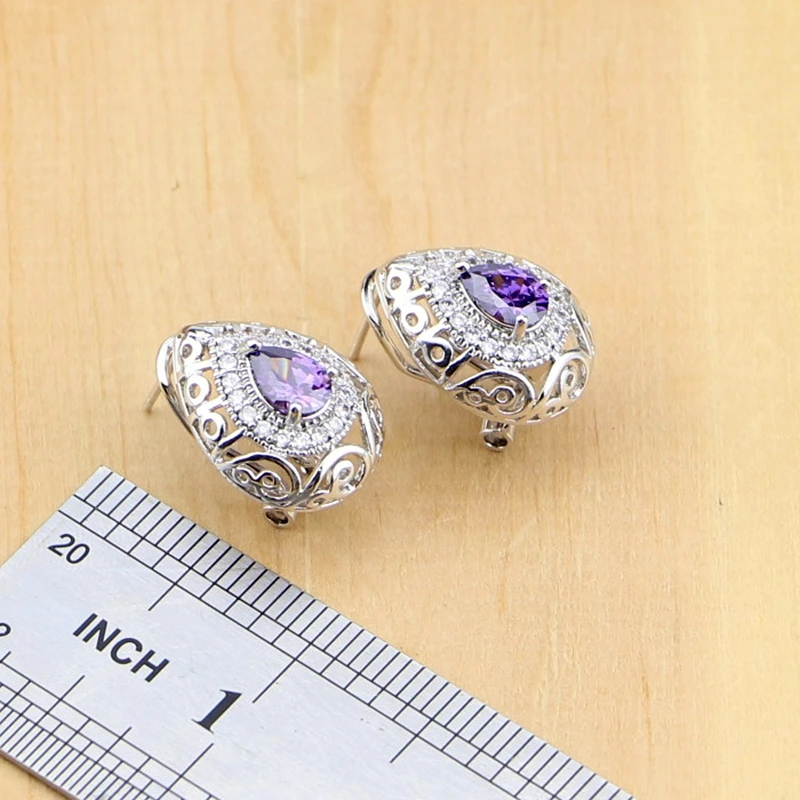 Женский ювелирный комплект из колье серёг и кольца серебра 925 пробы|silver jewelry