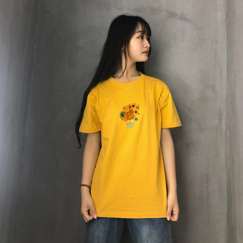

Vincent Van Gogh sunflowers short sleeve tee t shirt male female top 100% cotton