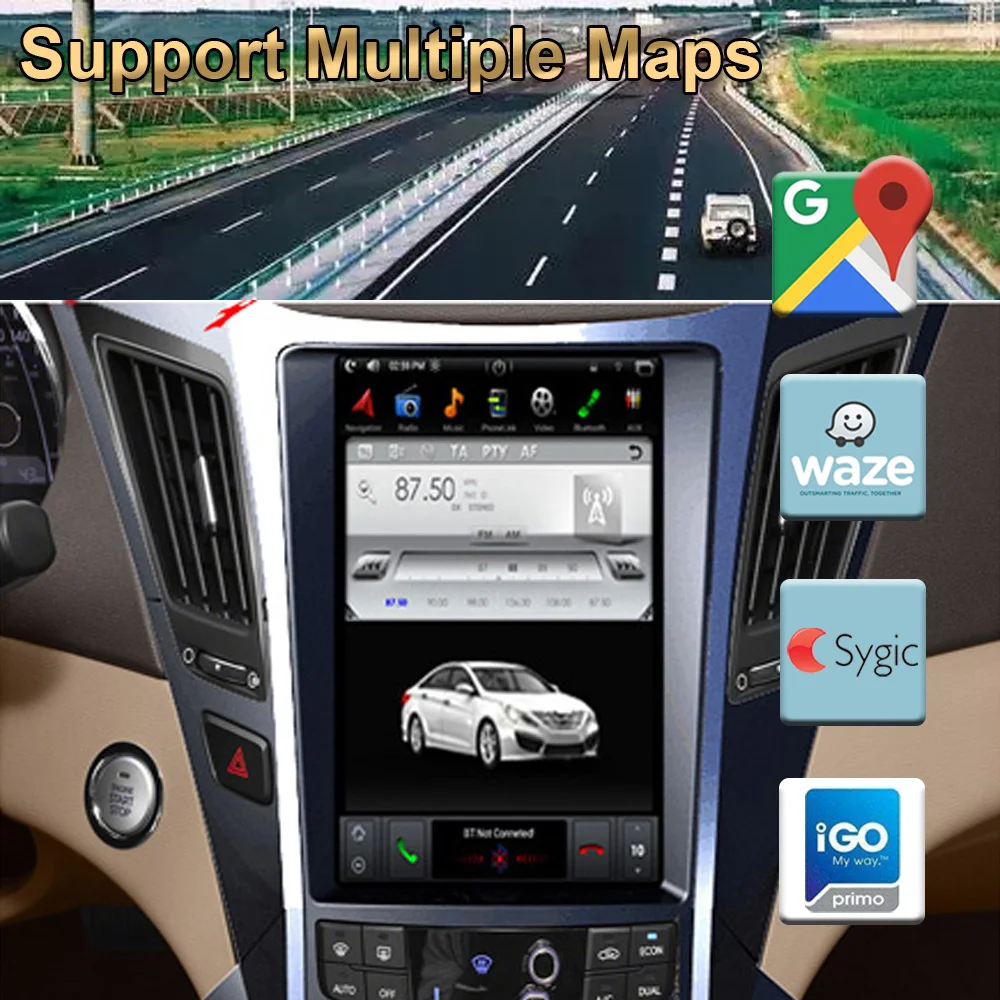Вертикальный Автомобильный GPS-навигатор в стиле Tesla Android 9 0 для HYUNDAI SONATA 2012-2014 радио