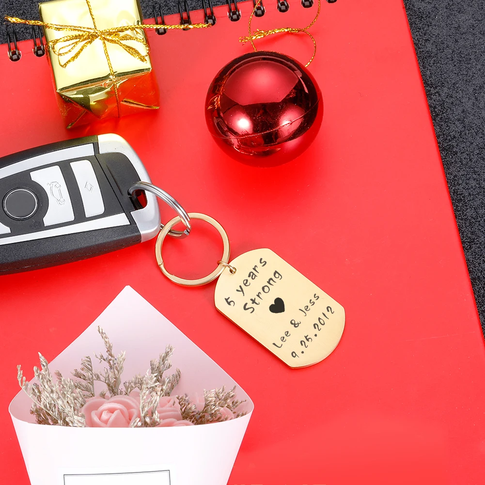 

Trendy Name Personalized Keychain Custom Gifts with Picture and Date Key Chains for Couple Love Anniversary Valentine's Day Gift