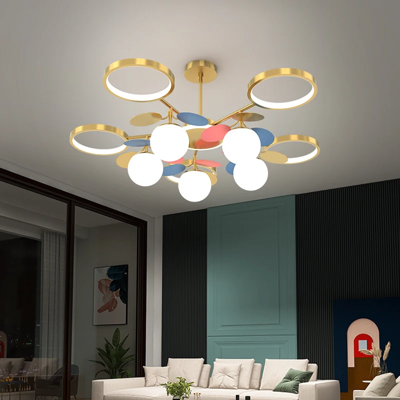 ModernColorful Circle Art Design LED Chandelier Lighting Home Decor Light Living Room Bedroom Indoor Lights Strong | Лампы и освещение