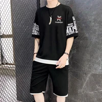 2021 summer fashion leisure brand mens set tracksuit sportswear track suits male sweatsuit short sleeves t shirt 2 piece set