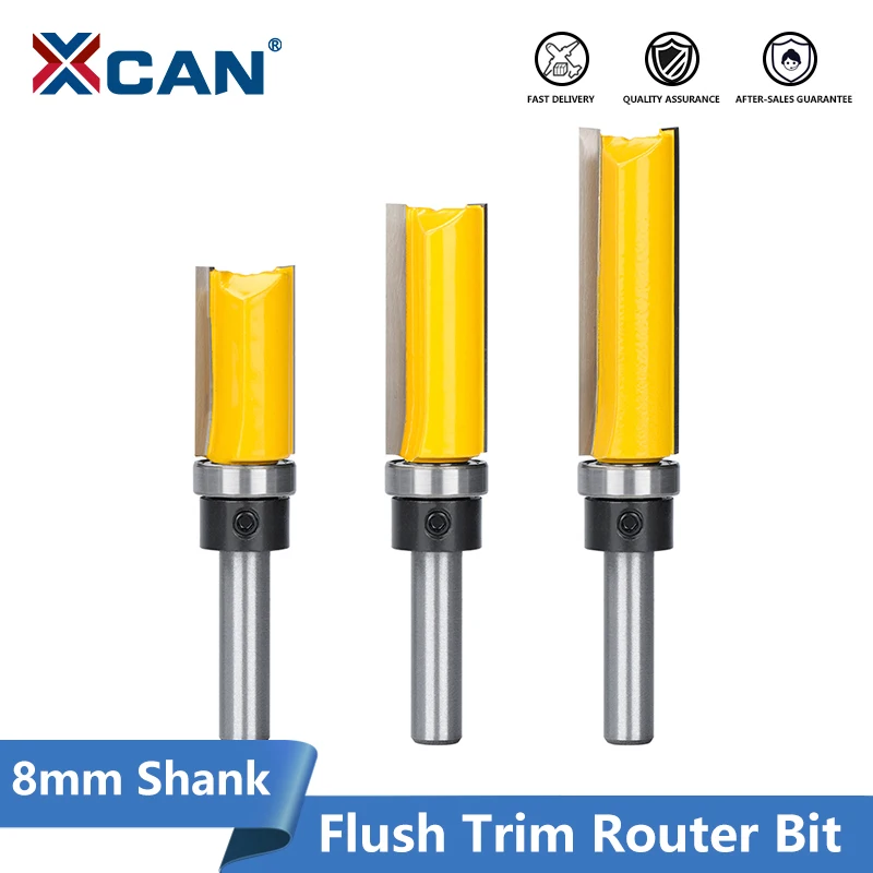 

XCAN 8mm Shank Flush Trim Router Bit Pattern Bit Top Bottom Bearing 5/8" Blade Template Wood Milling Cutter Carpenter