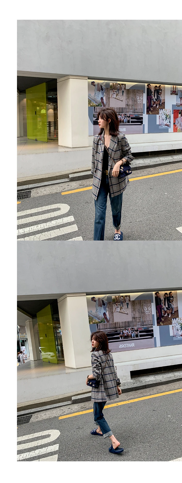 Women Winter Autumn Plaid Suit Jacket Female Coat Fashion Clothing Slim Blazer