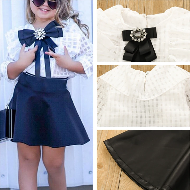 Весенне-осенние комплекты одежды для девочек костюм с юбкой детский клетчатый