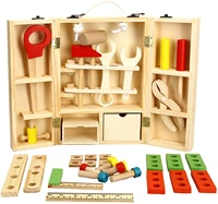 wooden tools toy pretend play toolbox accessories set childrens educational building toys