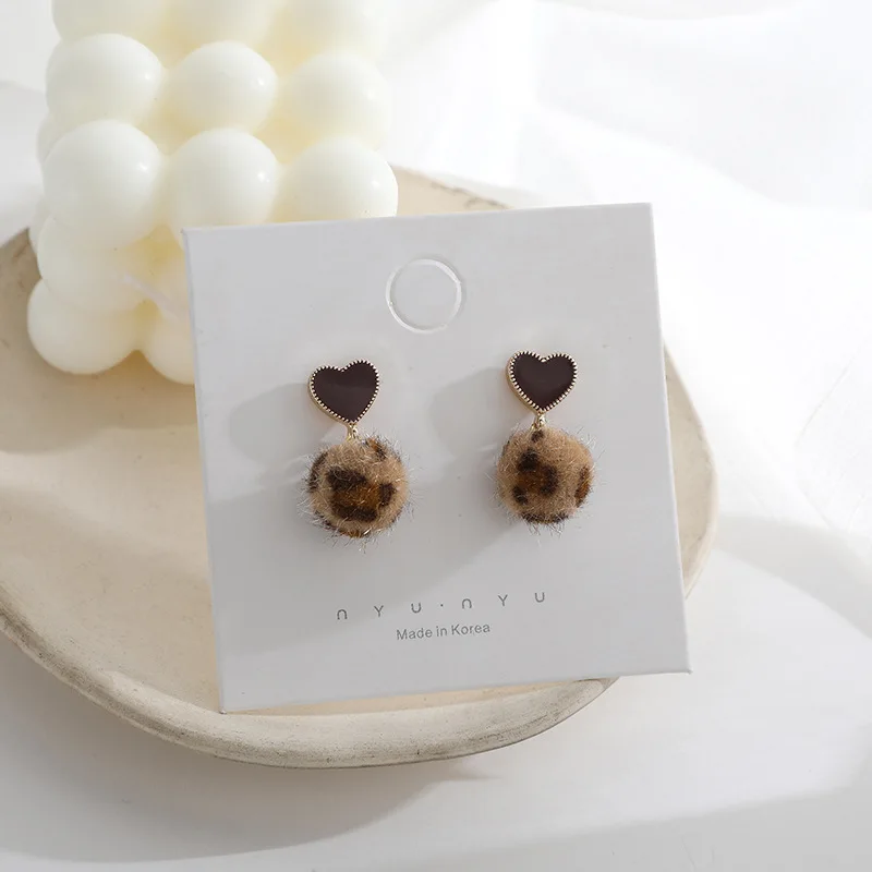 Милые бархатные висячие серьги с леопардовым принтом для девушек женские