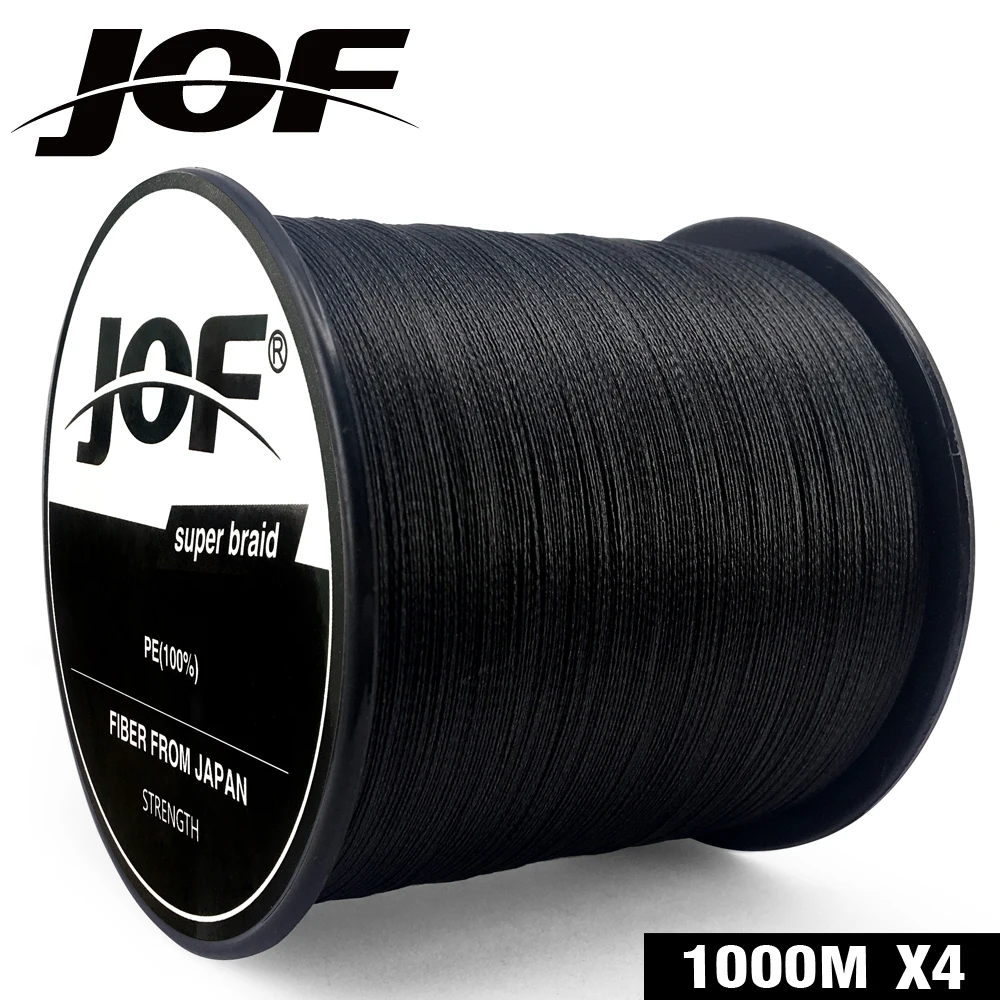JOF PE плетеная леска черный многофиламентный рыболовный шнур 4 нити 100 м 150 300 500 1000