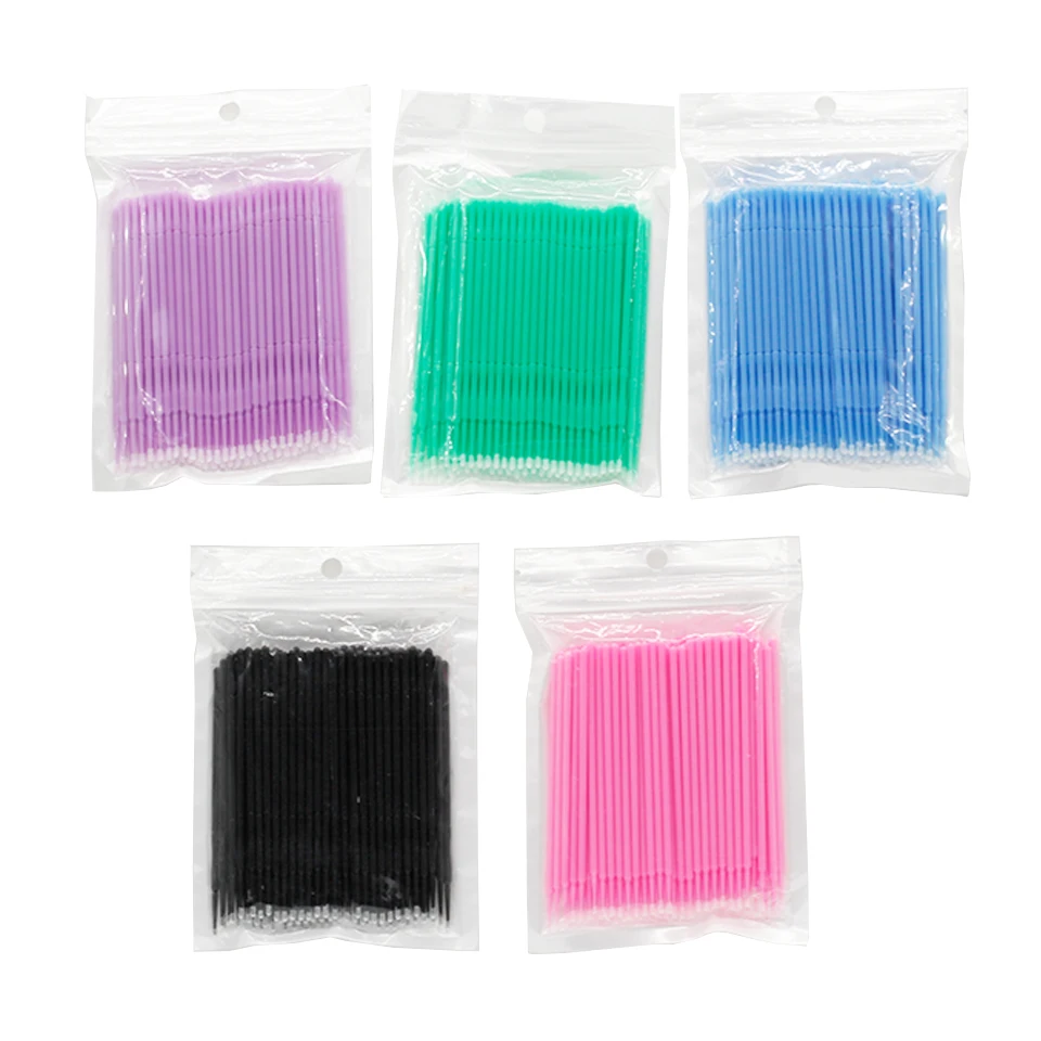

100PCS Durable Disposable Micro Eyelash Brushes Individual Lash Removing Tools Swab Applicators Mini brushes Makeup Tools