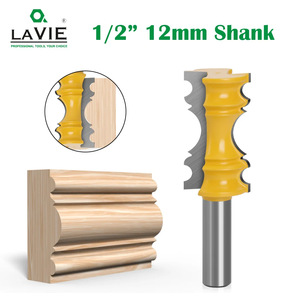 

1pc 12mm 1/2" Shank Large Elaborrate Chair Rail Molding Crown Router Bit Line Milling Cutter For Woodworking Tools