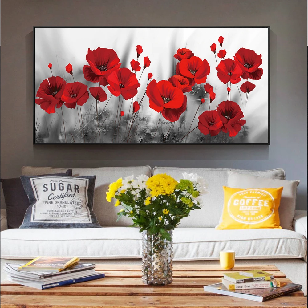 

Poppies flower Canvas Paintings On The Wall Art Posters And Prints Red Flowers Canvas Art Wall Pictures For Bed Room Cuadros