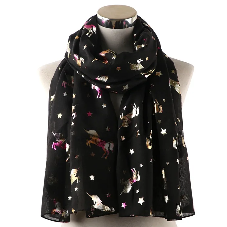 Бронзирующая фольга золотистая Единорог шарфы со звездами марлевая обертка