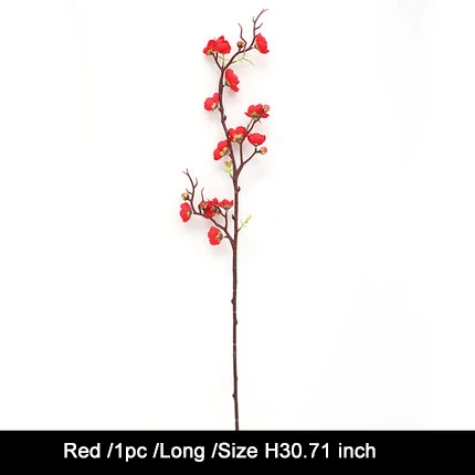 Long red 1 шт. красные сливы искусственные цветы для наружной свадьбы украшение цветок зимнее растение для домашнего сада декор - Цвет: Long red