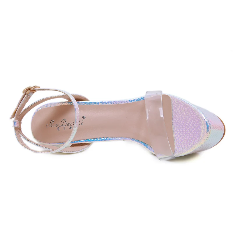 2019 летние женские прозрачные сандалии на танкетке и высоком каблуке 17 см туфли