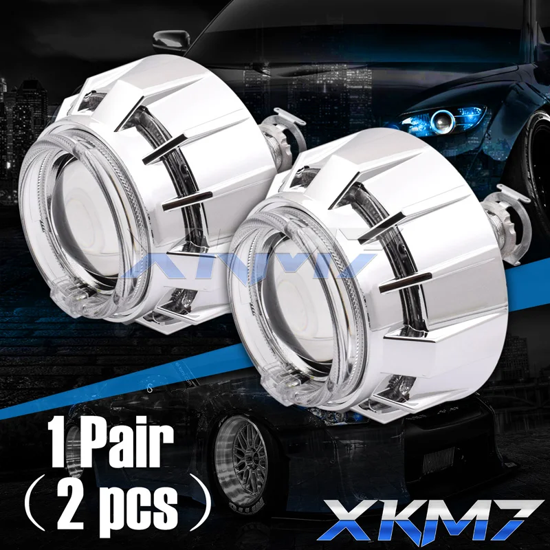1 pair( 2pcs) Двойной светодиодный Биксеноновые проекторы с ангельскими глазами H1 H4 H7 ходовые огни 2,5 ''автомобильные аксессуары набор для настройки - Цвет: 1 pair( 2pcs)
