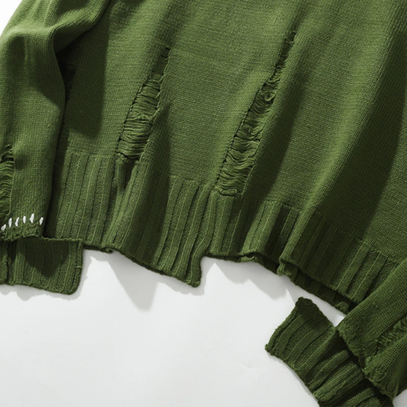 Мужской свободный свитер с круглым вырезом вязаный пуловер неровным низом и