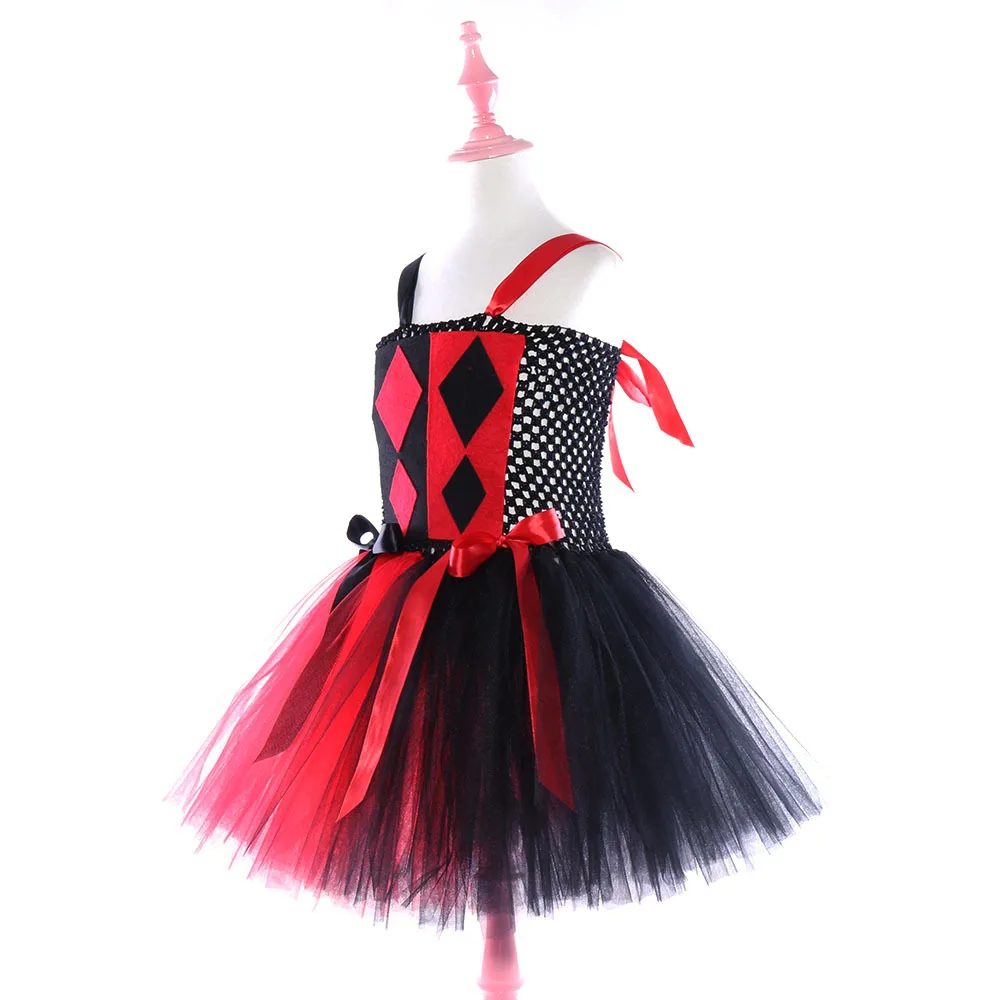 Harry Quinn Christmas Dresses Girls Carnival Mesh Princess Dress Clown Female Anime Cosplay Clothing Halloween Costume For Kids |