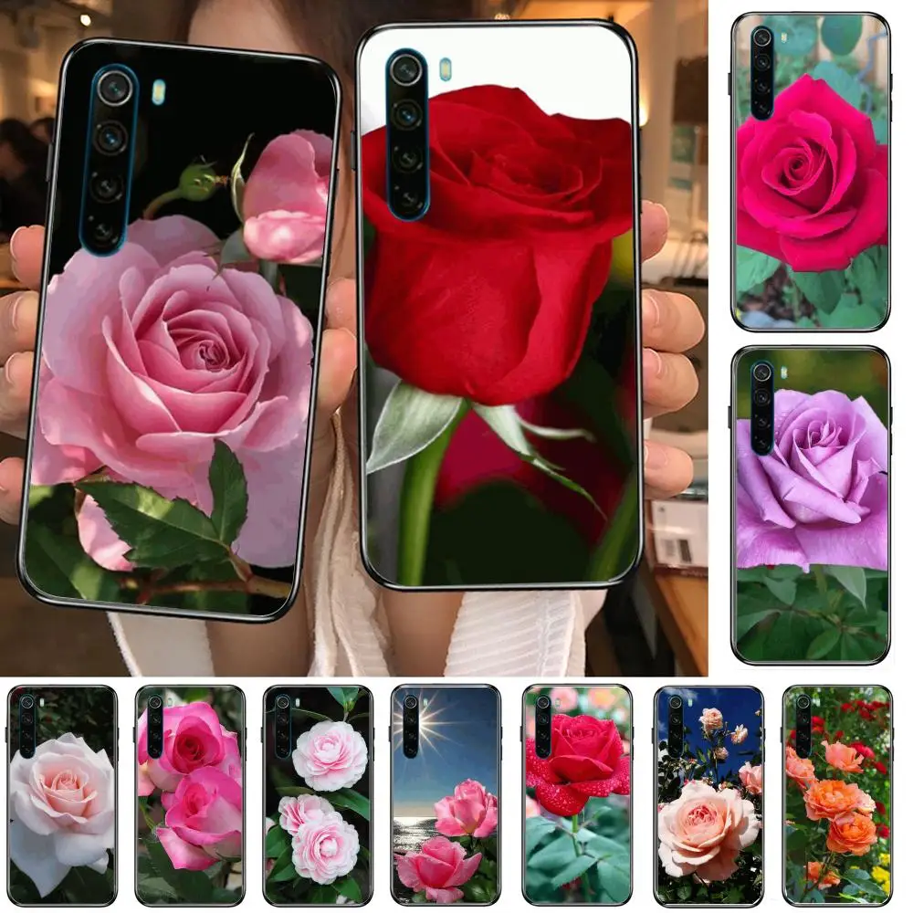 

Roses under the sun cartoon Phone Case For XiaoMi Redmi Note 9S 8 7 6 5 A Pro T Y1 Anime Black Cover Silicone Back Pretty