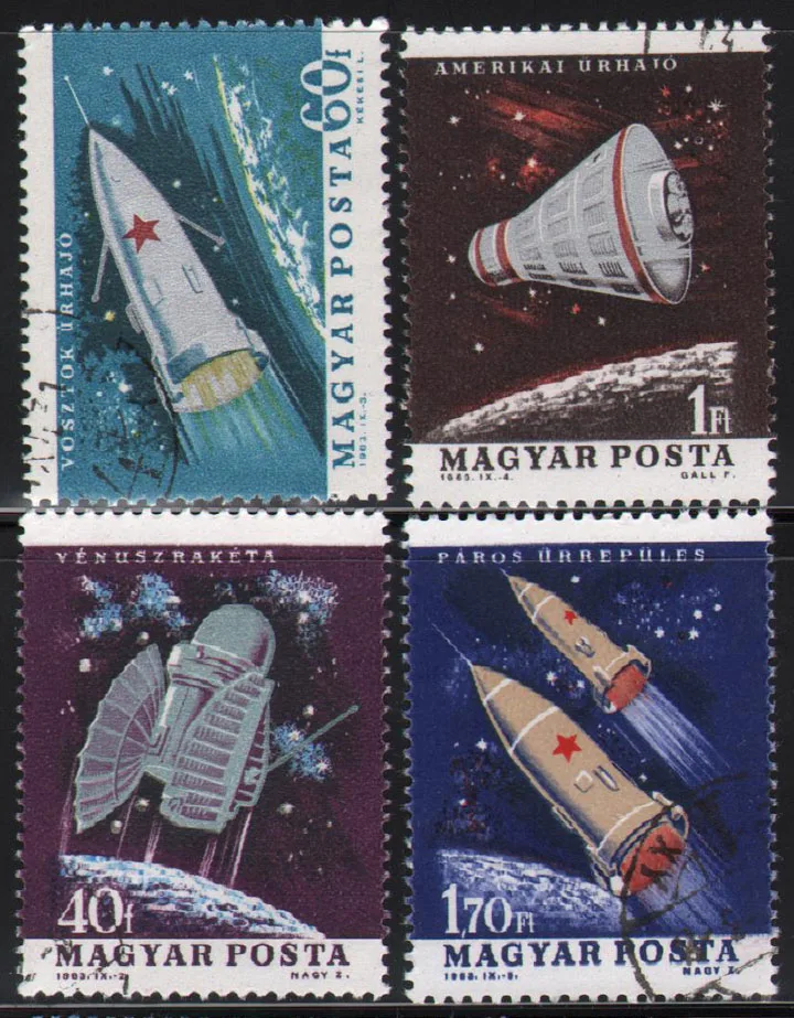 

4 шт./компл. почтовые марки Венгрии 1963 спутник ракета космический корабль использованные почтовые марки для коллекционирования