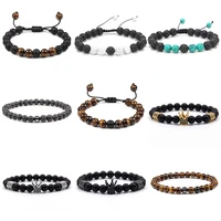 charm fashion natural stone beads yoga bracelet for lovers lava stone boho bracelets friendship crown jewelry