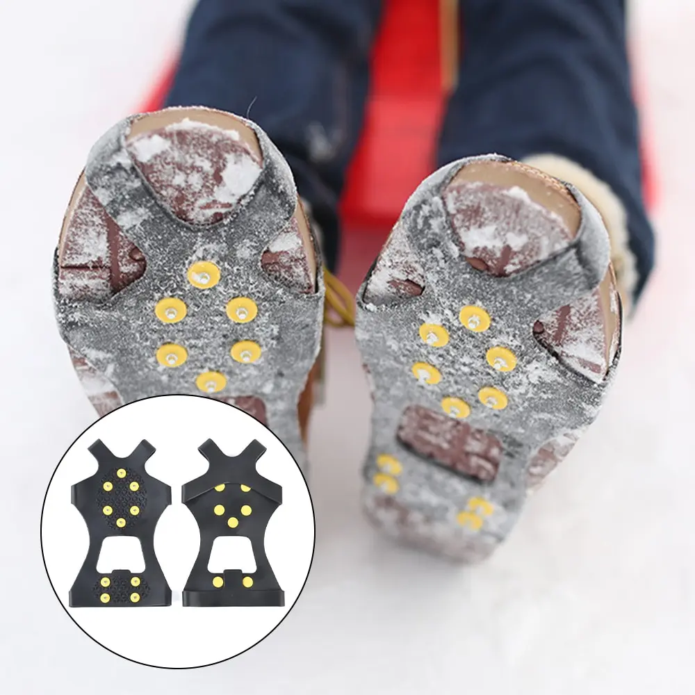 

1Pair 10 Studs Anti-Skid Ice Snow Shoe Spiked Climbing Grips Cleat Crampons Climbing Camping Anti Slip Shoes Cover S-XL