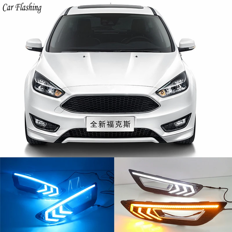 Автомобильная проблесковая 2 шт. для Ford Focus 3 mk3 2015 2016 2017 2018 светодиодный DRL