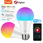 Умная Светодиодная лампа Zigbee Tuya, 12 Вт, 15 Вт, B22, E27, домашняя лампа, 110 В, 220 В, умная жизнь, Google Home, Alexa, Wi-Fi, светодиодная лампа RGB + белый + теплый белый