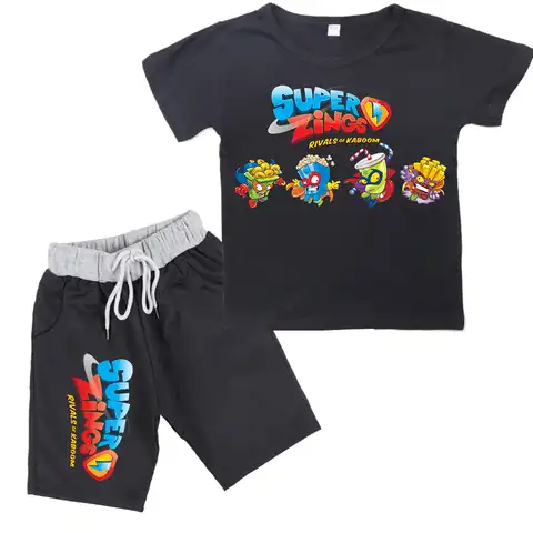 Модная новинка 2020, футболка и шорты для маленьких мальчиков серии Super Zings 4, Детский костюм с принтом Superzings для девочек, Повседневные детские ...