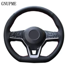 Чехол на руль для Nissan X-Trail 2017-2019 Qashqai 2018 Rogue (Sport) 2017-2019, сшитый вручную, черная искусственная кожа