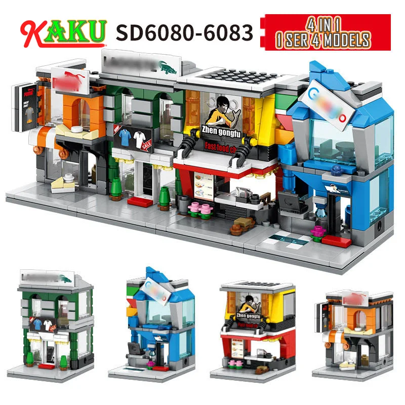 486 шт. 4 в 1 Мини Street View серии строительные блоки игрушки для детей детская игра