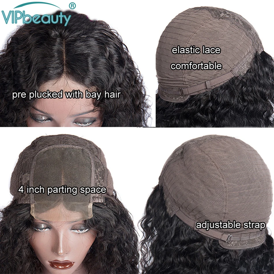 4x4 кружева Закрытие парики человеческих волос бразильские волнистые волосы virgin