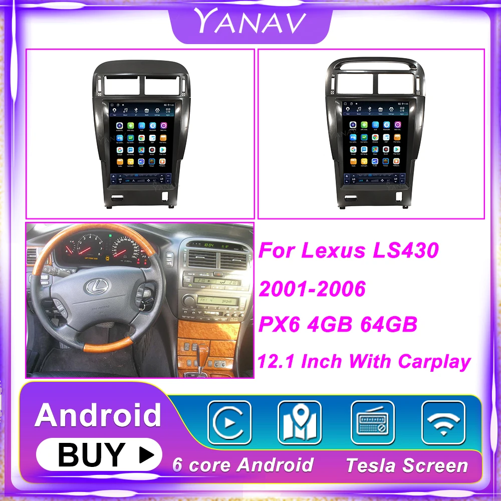 

Автомобильный радиоприемник 12,1 дюйма для Lexus LS430 2001-2009 Android, GPS-навигация, головное устройство, автомобильный стереоприемник, видео, мультиме...
