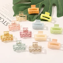 Macaron Colour Small Square Hair Claws Acrylic Hair Clip Geometry Simple Hairpins Ponytail Clip Crabs Hair Accessories for Women