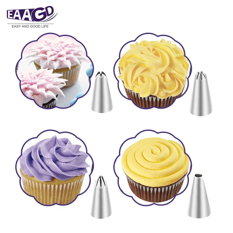

Dessert Decorators Silicone Icing Piping Cream Pastry Bag+48 Stainless Steel Nozzle Set DIY Cake Decorating Tips