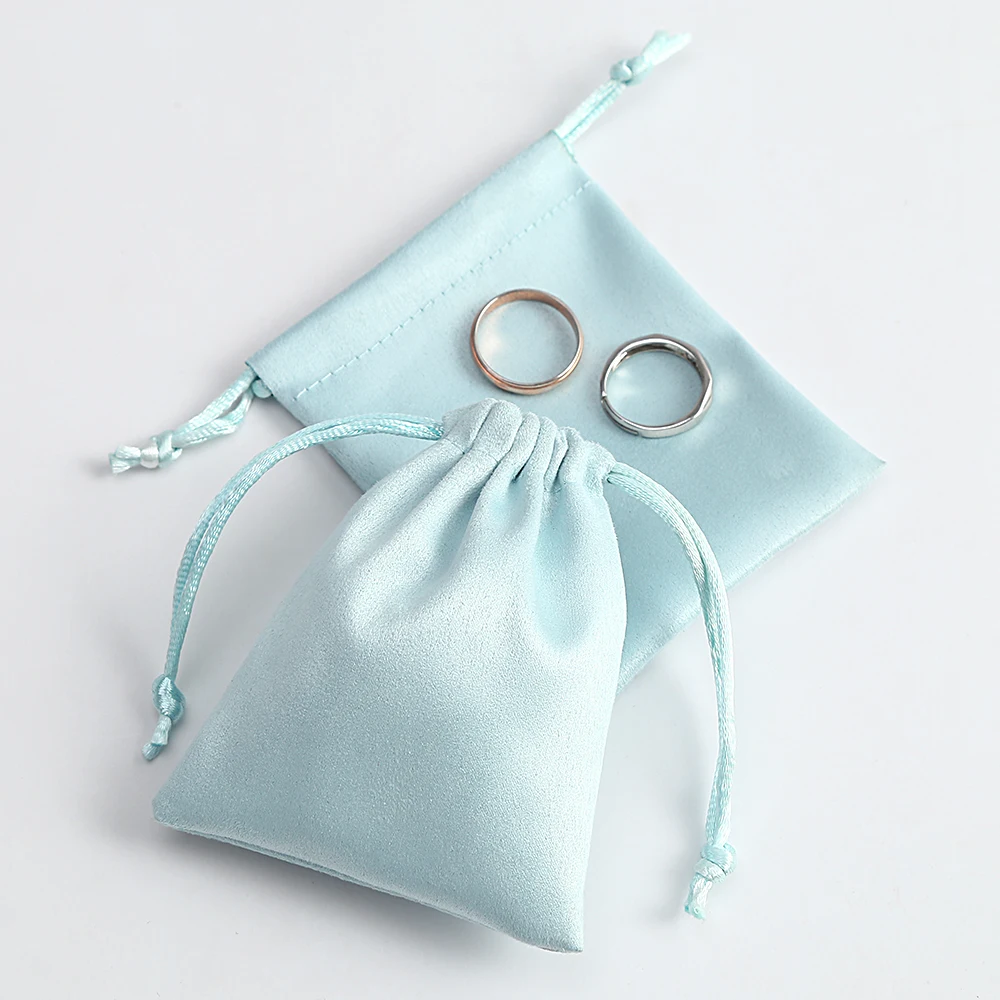 50pcs Flannel Drawstring Jewelry Bag Packaging Gift Bag Small Ring Necklace Earring  Display Wedding Candy Pouch Can Custom Logo