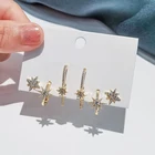 6 шт.компл. набор сережек в виде микро звезды серебристого цвета женские высококачественные роскошные вечерние ювелирные изделия из микро циркония оптом