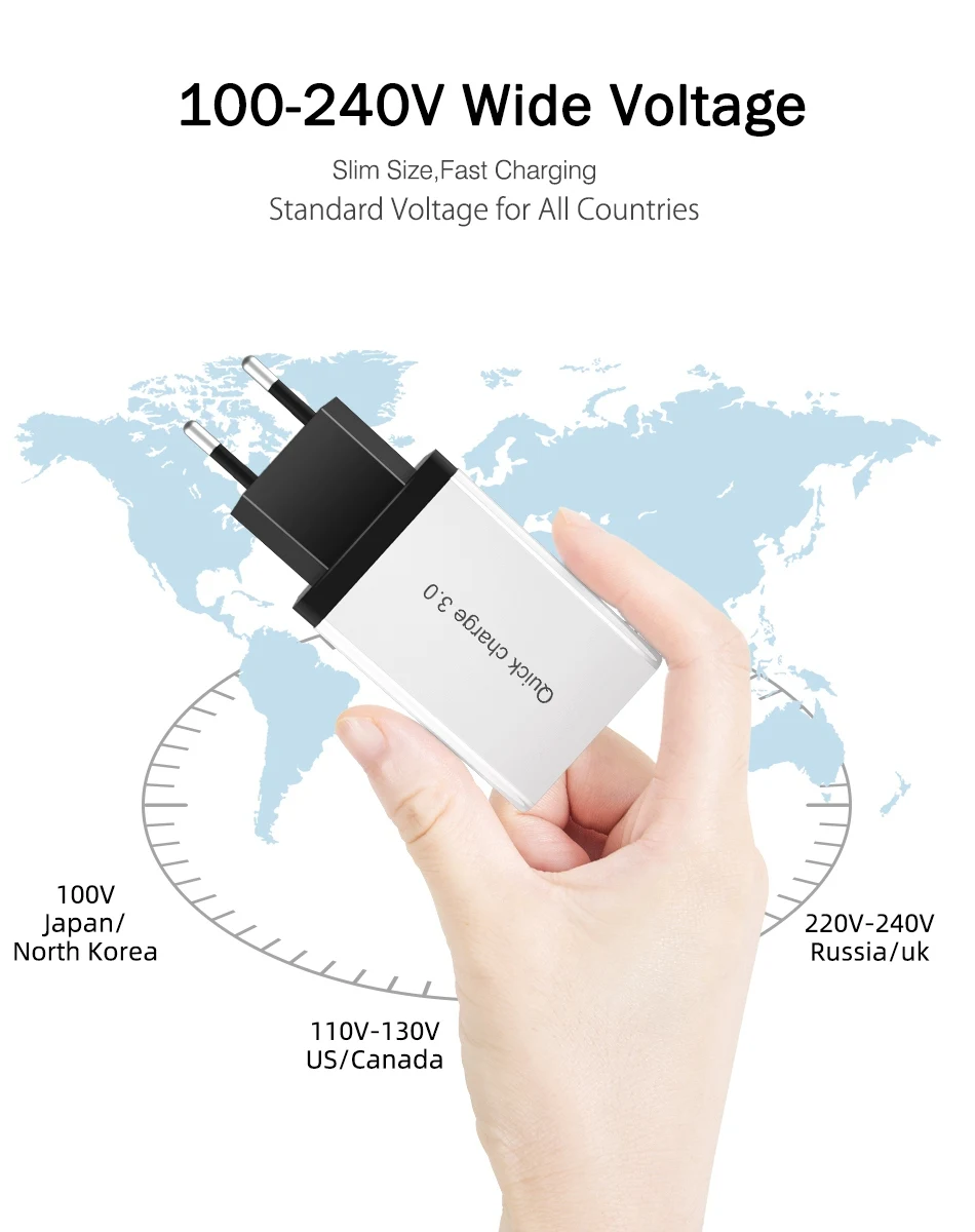 OREY 24 Вт Быстрая зарядка 3,0 быстрое зарядное устройство для samsung S10 3 порта USB зарядное устройство для huawei mate 20 QC 3,0 зарядное устройство адаптер