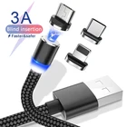 Магнитный кабель для быстрой зарядки, 2 м, кабель Micro USB Type-C для iPhone 12, 11, lightning, интерфейс Huawei, магнитный шнур для зарядки и передачи данных, провод