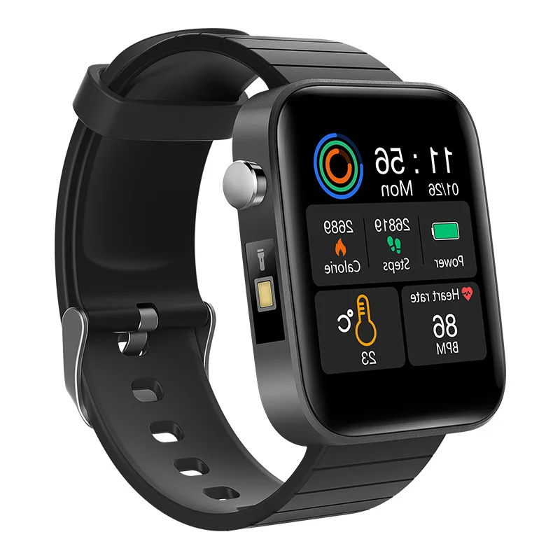 

Новинка 2021, умные часы t68, мужской браслет с измерением температуры, пульса, артериального давления, кислорода, смарт-черный